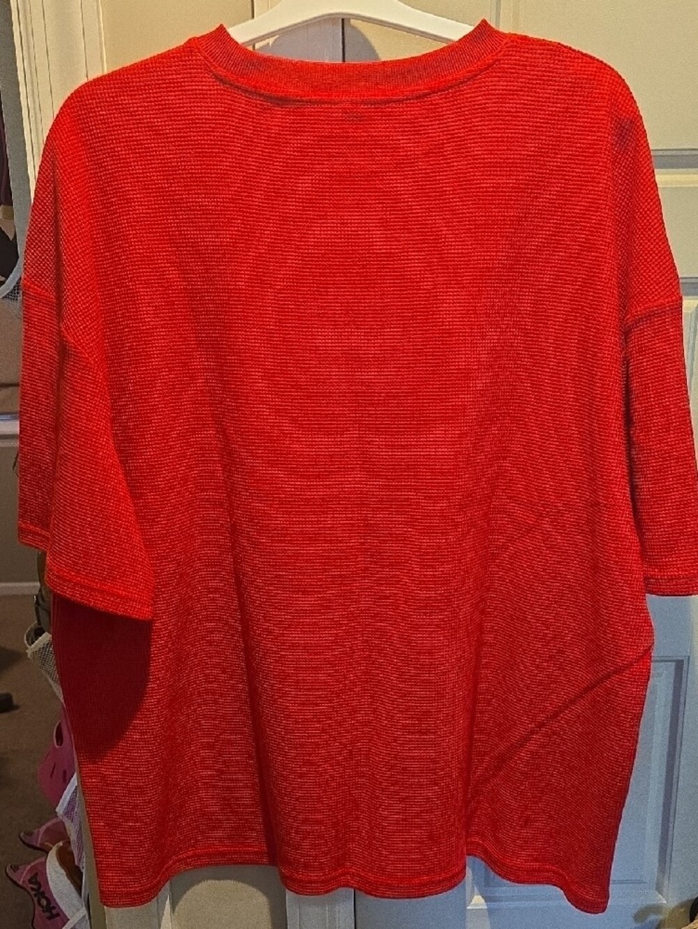 COMFRT Red Short-Sleeve Crewneck WAFFLE KNIT Shirt 2XL - Picture 3 of 3
